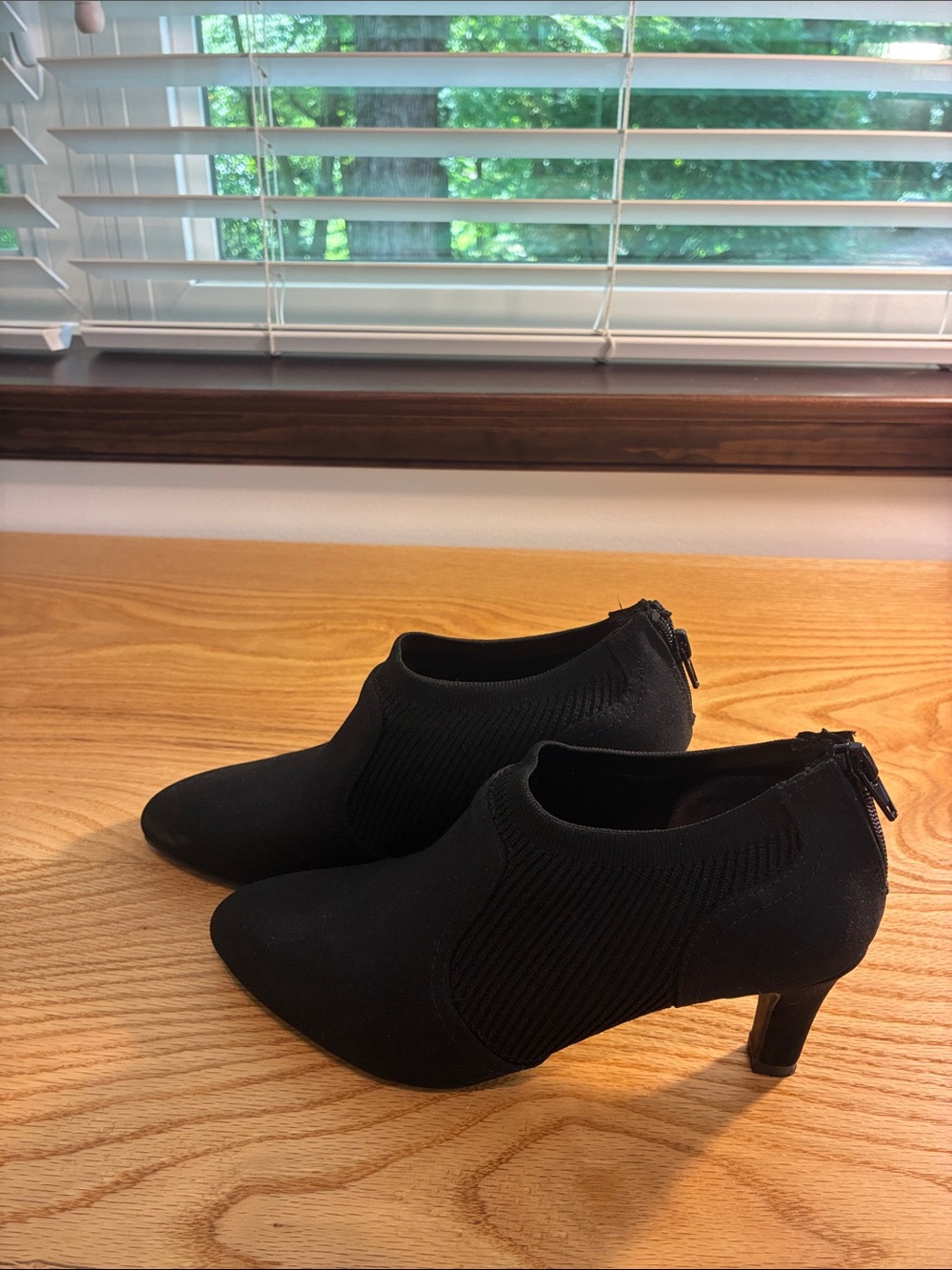 Mossimo Supply Co. Black Knit Ankle Booties with Back Zip